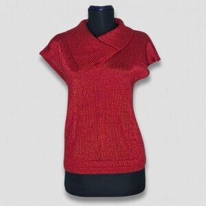 Vintage 90s Koret Knit Blouse Sweater Red Size Small